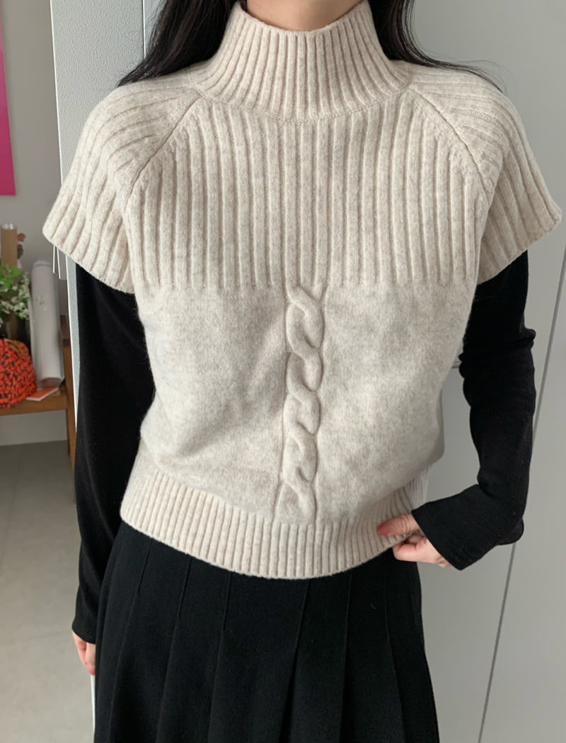 Allu - Korean Women Fashion - #womensfashion - Amber Cable Half Turtleneck Knit - 8