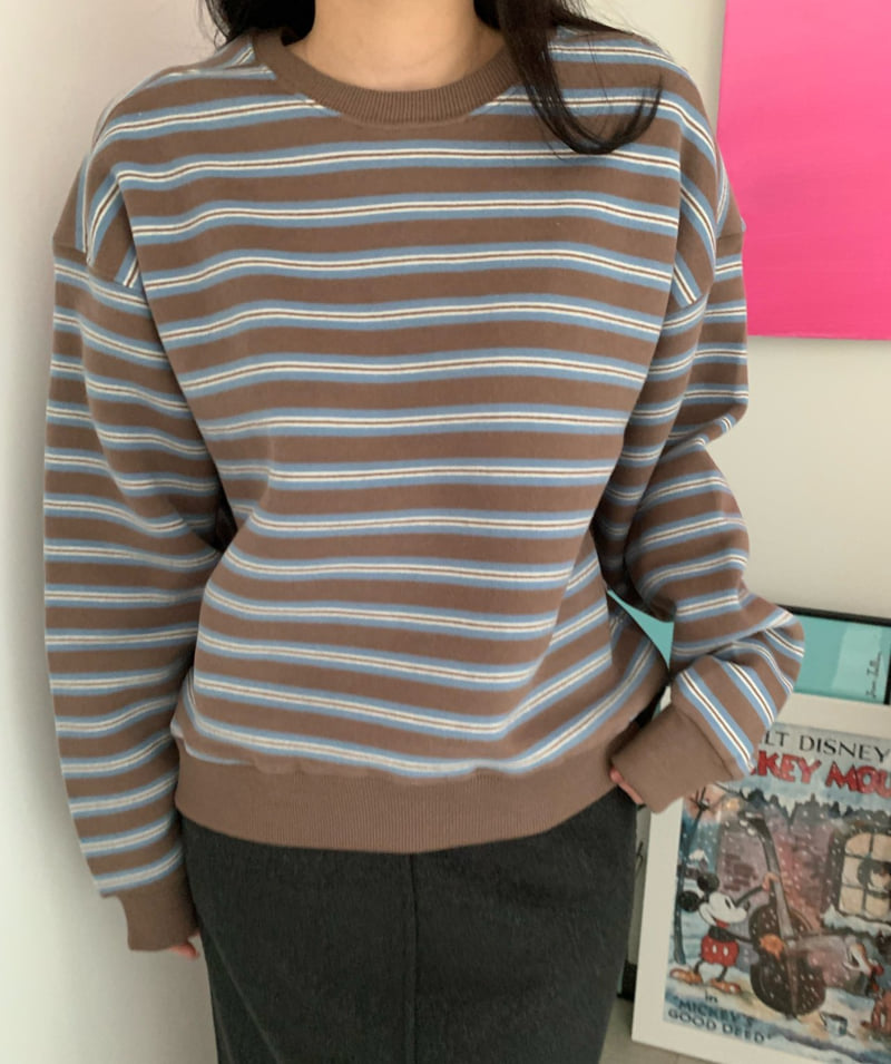 Allu - Korean Women Fashion - #womensfashion - Double Fleece Stripe Sweatshirt - 12