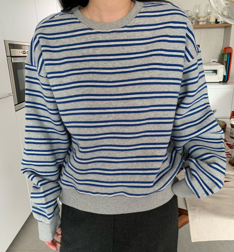 Allu - Korean Women Fashion - #momslook - Double Fleece Stripe Sweatshirt - 4