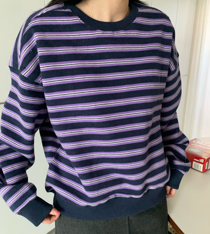 Allu - Korean Women Fashion - #womensfashion - Double Fleece Stripe Sweatshirt - 6