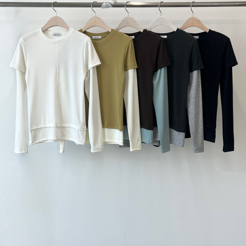 Another Avenue - Korean Women Fashion - #momslook - Layered Contrast Tee