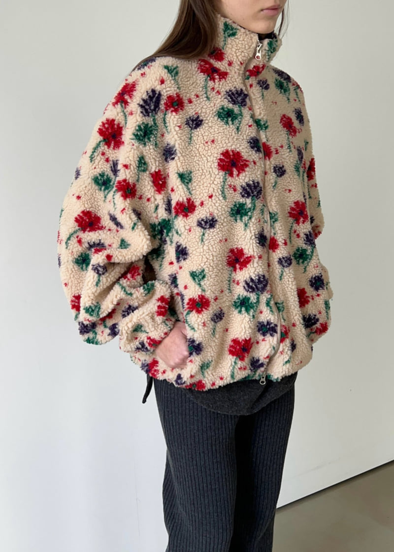 Another Avenue - Korean Women Fashion - #momslook - Small Floral Fleece Jacket - 10