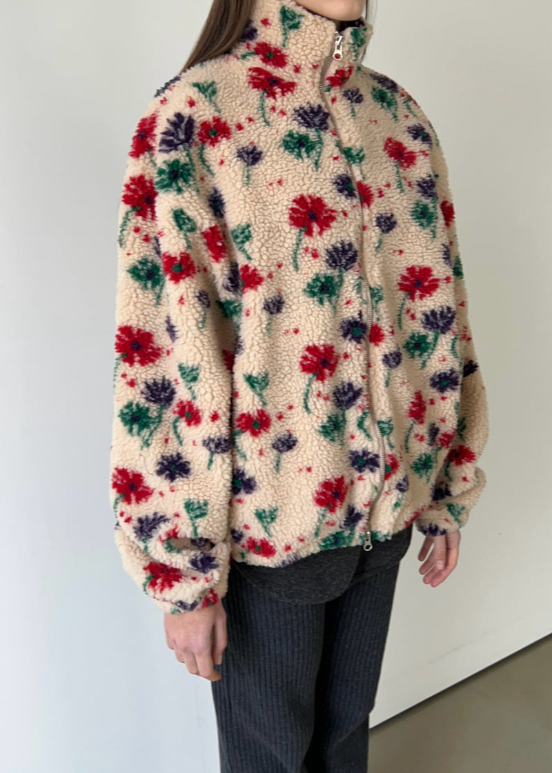 Another Avenue - Korean Women Fashion - #momslook - Small Floral Fleece Jacket - 12