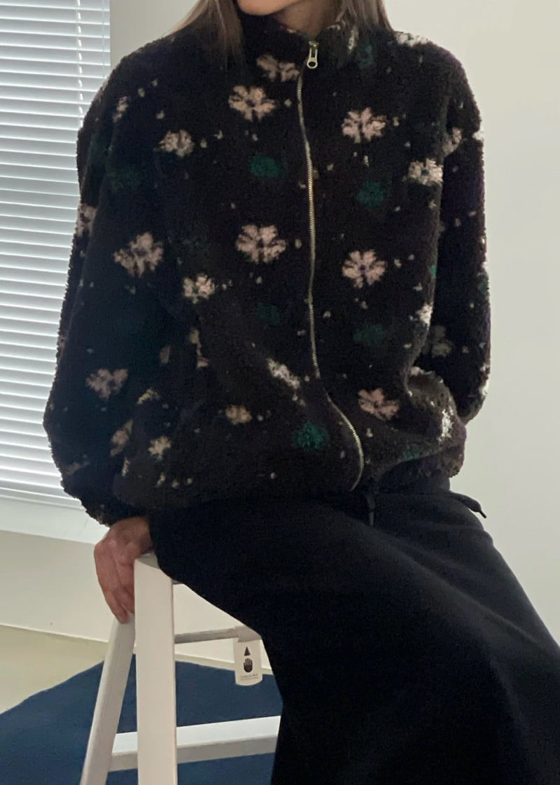 Another Avenue - Korean Women Fashion - #momslook - Small Floral Fleece Jacket - 6
