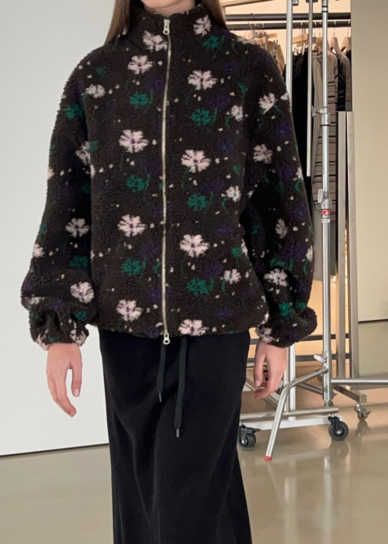 Another Avenue - Korean Women Fashion - #momslook - Small Floral Fleece Jacket - 8