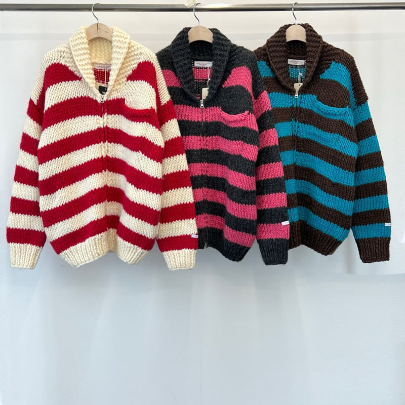 Another Avenue - Korean Women Fashion - #thatsdarling - Coichan Handmade Stripe Cardigan