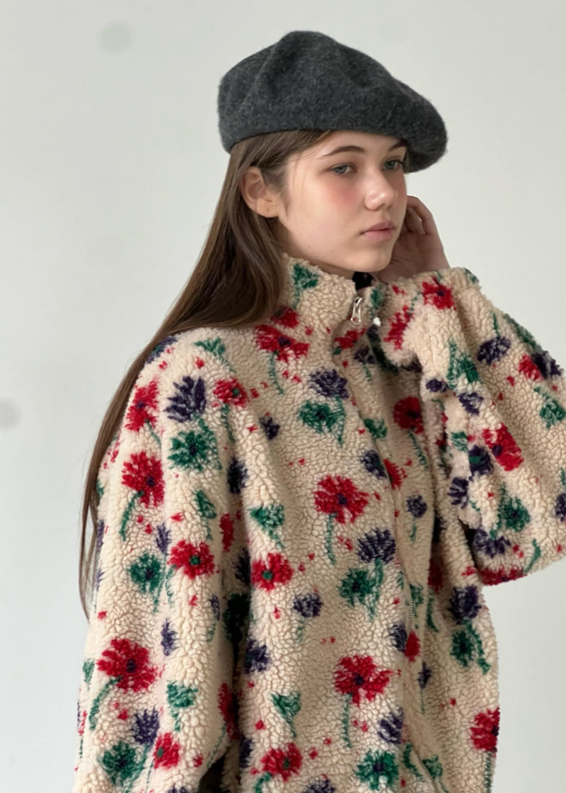 Another Avenue - Korean Women Fashion - #womensfashion - Small Floral Fleece Jacket - 9
