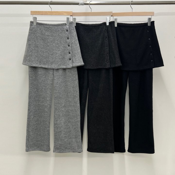Another Avenue - Korean Women Fashion - #womensfashion - Fleece Wrap Skirt Pants