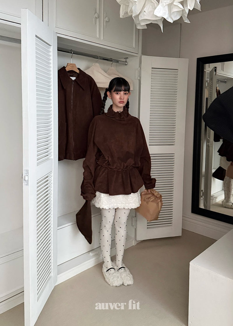 Auver_Fit - Korean Women Fashion - #momslook - Suede Anorak Tee - 3