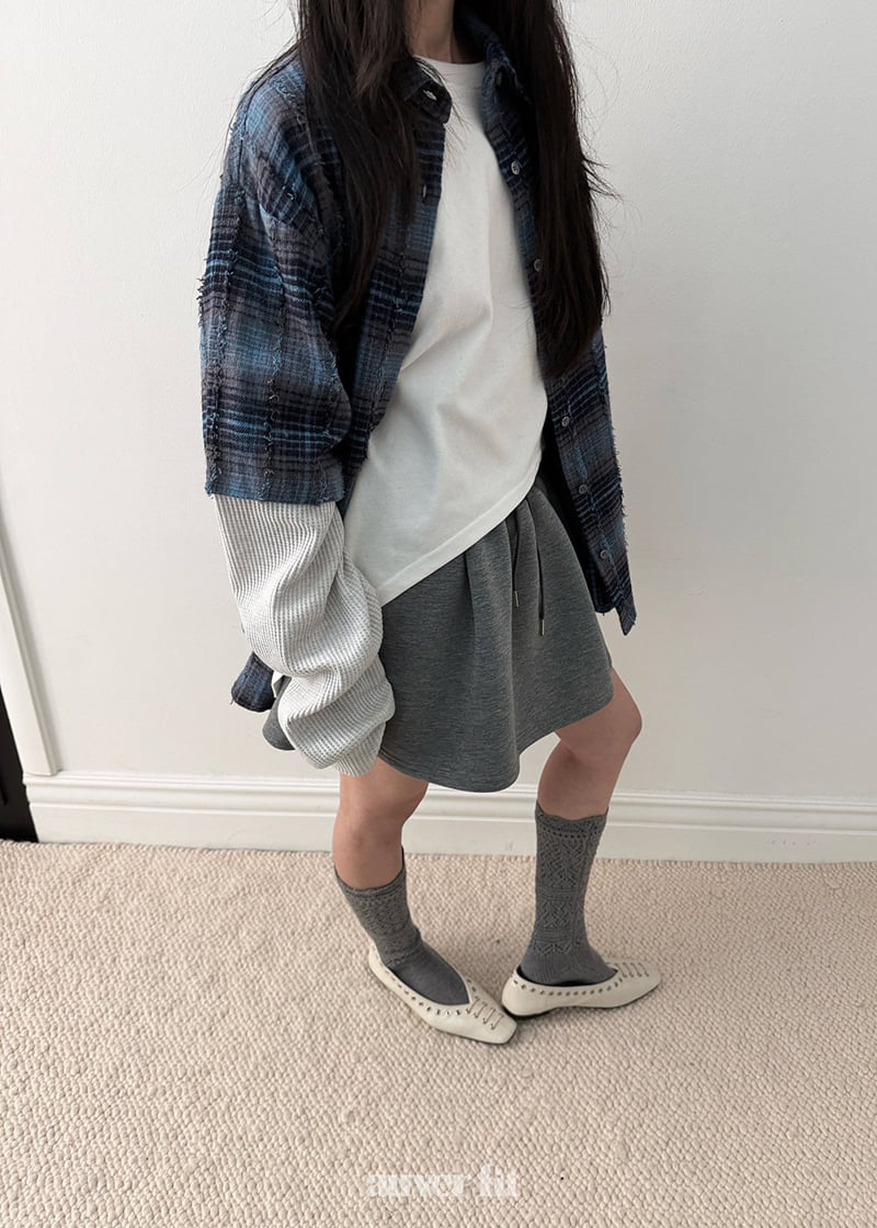 Auver_Fit - Korean Women Fashion - #momslook - Check Waffle Shirt - 2