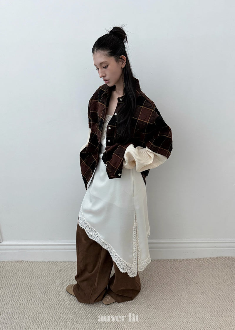 Auver_Fit - Korean Women Fashion - #momslook - Check Waffle Shirt - 7