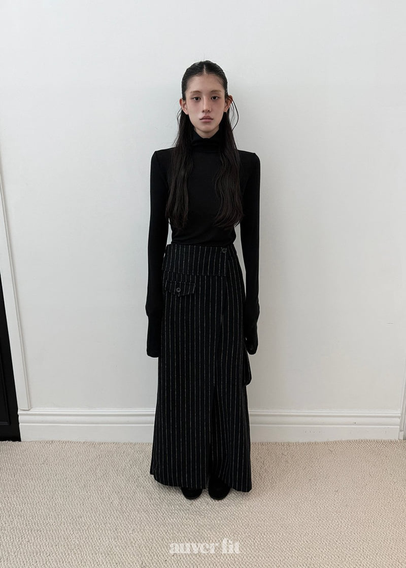 Auver_Fit - Korean Women Fashion - #momslook - Wool Strap Long Skirt