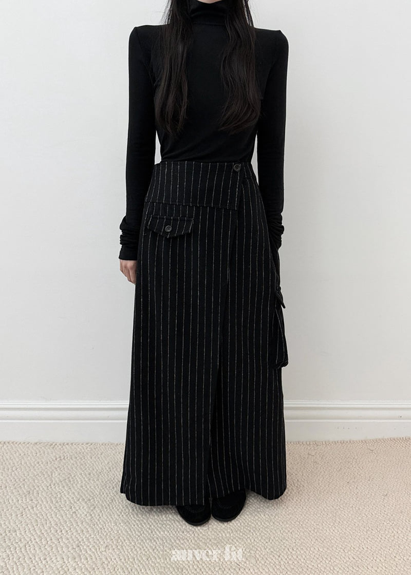 Auver_Fit - Korean Women Fashion - #momslook - Wool Strap Long Skirt - 3