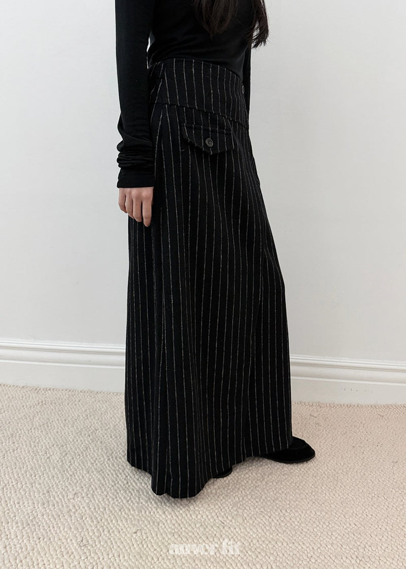 Auver_Fit - Korean Women Fashion - #momslook - Wool Strap Long Skirt - 4
