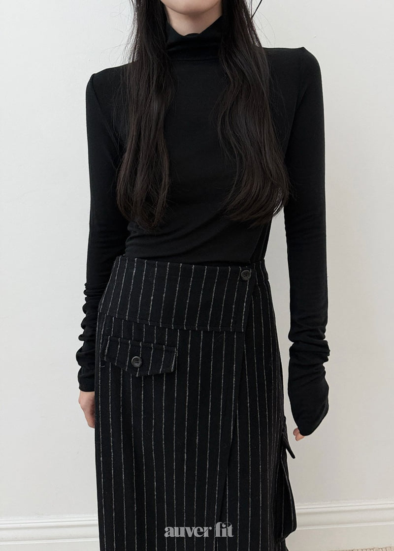 Auver_Fit - Korean Women Fashion - #momslook - Wool Strap Long Skirt - 5