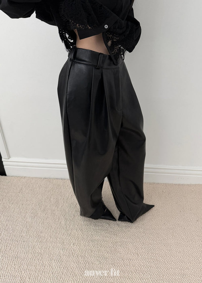 Auver_Fit - Korean Women Fashion - #momslook - Leather Fleece Slacks - 2