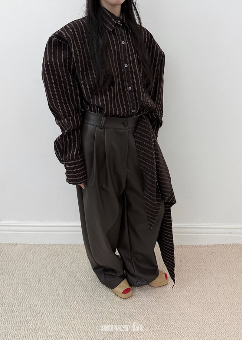 Auver_Fit - Korean Women Fashion - #pursuepretty - Leather Fleece Slacks - 6