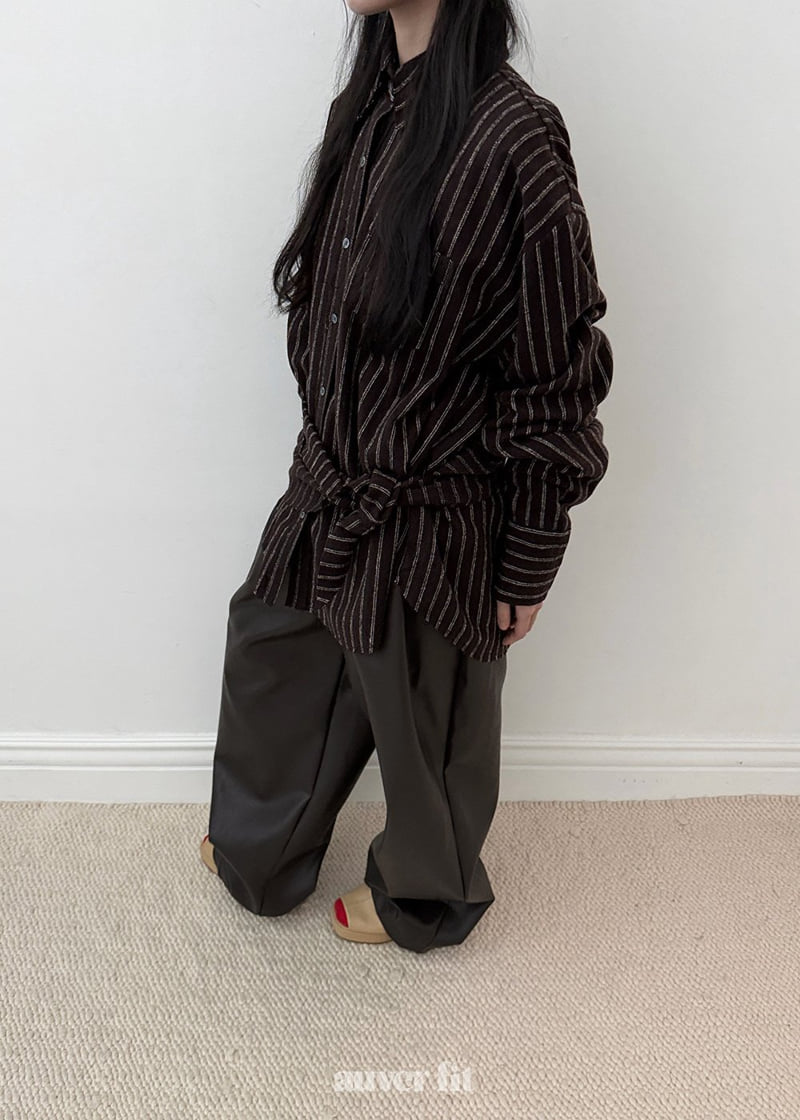 Auver_Fit - Korean Women Fashion - #pursuepretty - Stripe Scarf Shirt - 5