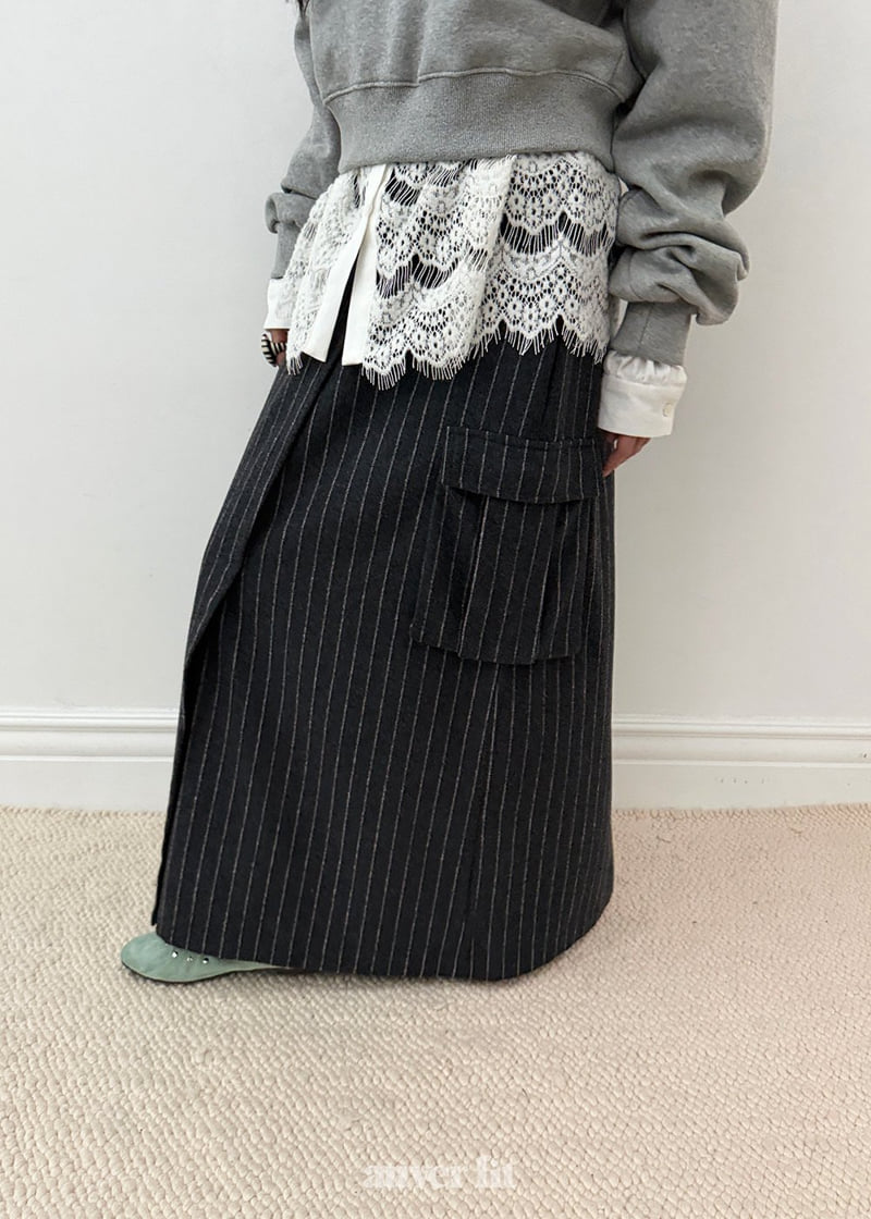 Auver_Fit - Korean Women Fashion - #romanticstyle - Wool Strap Long Skirt - 11