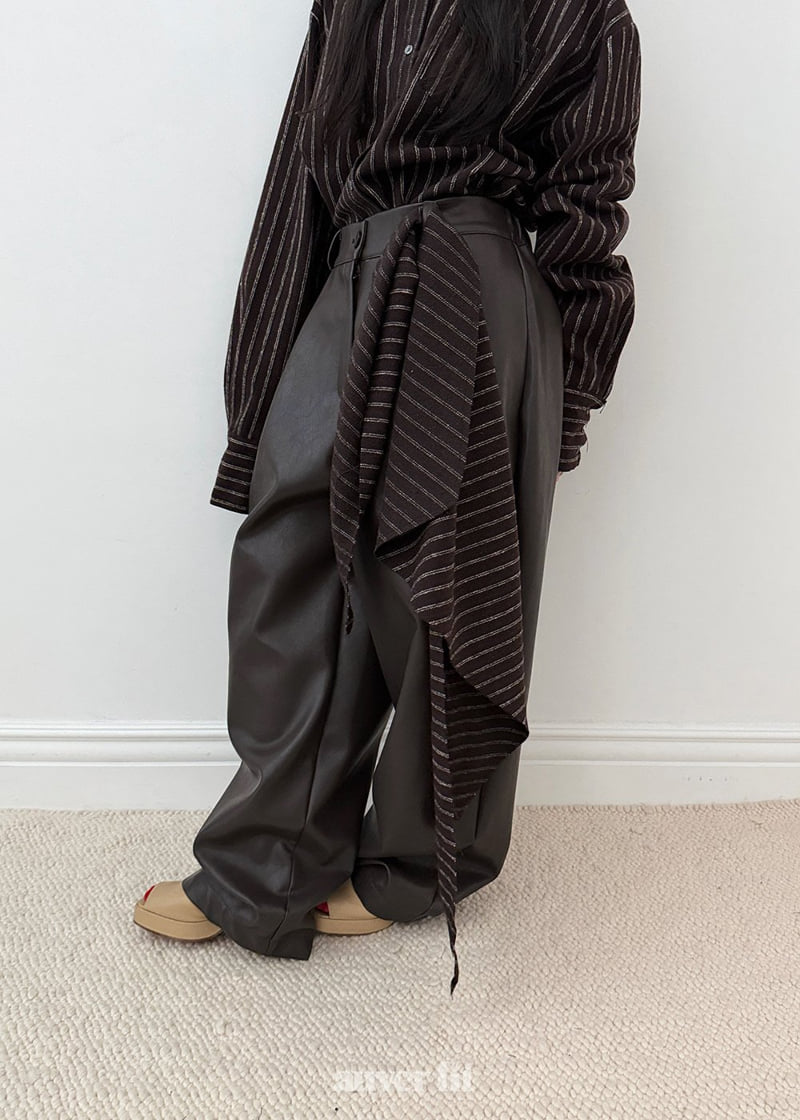 Auver_Fit - Korean Women Fashion - #romanticstyle - Leather Fleece Slacks - 8