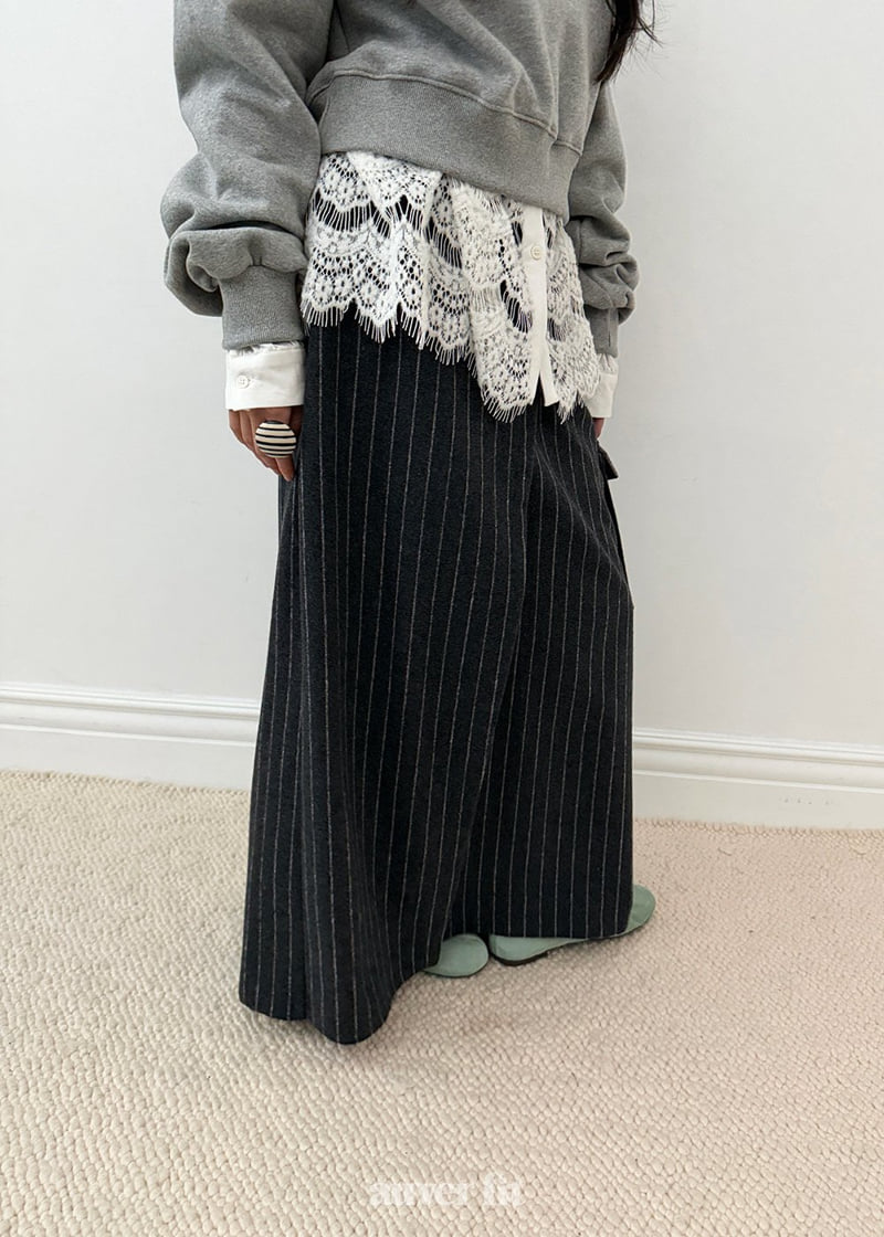 Auver_Fit - Korean Women Fashion - #shopsmall - Wool Strap Long Skirt - 12