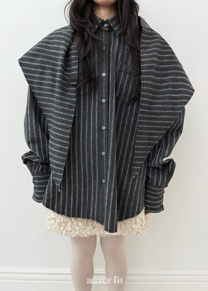 Auver_Fit - Korean Women Fashion - #thelittlethings - Stripe Scarf Shirt - 10