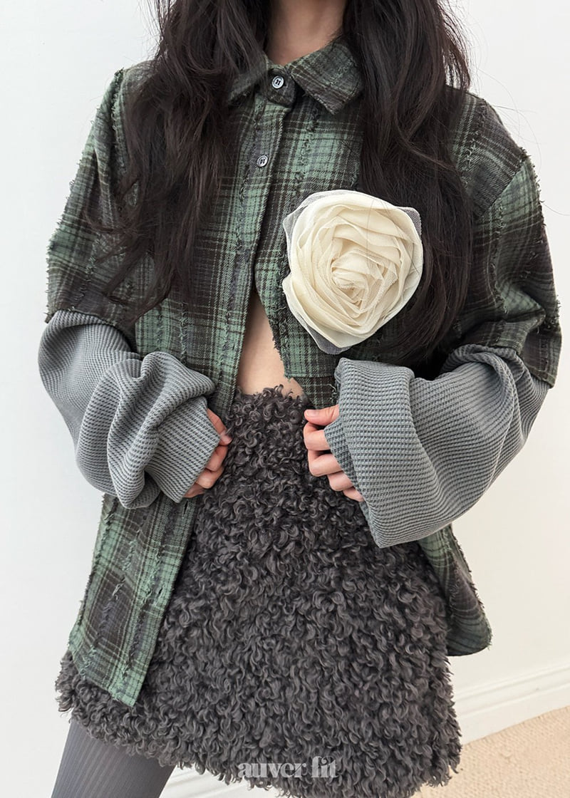 Auver_Fit - Korean Women Fashion - #vintagekidsstyle - Check Waffle Shirt - 11
