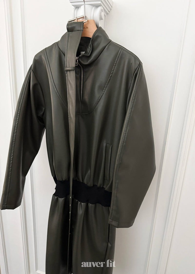 Auver_Fit - Korean Women Fashion - #womensfashion - Leather Belted Jumpsuit One-piece - 8