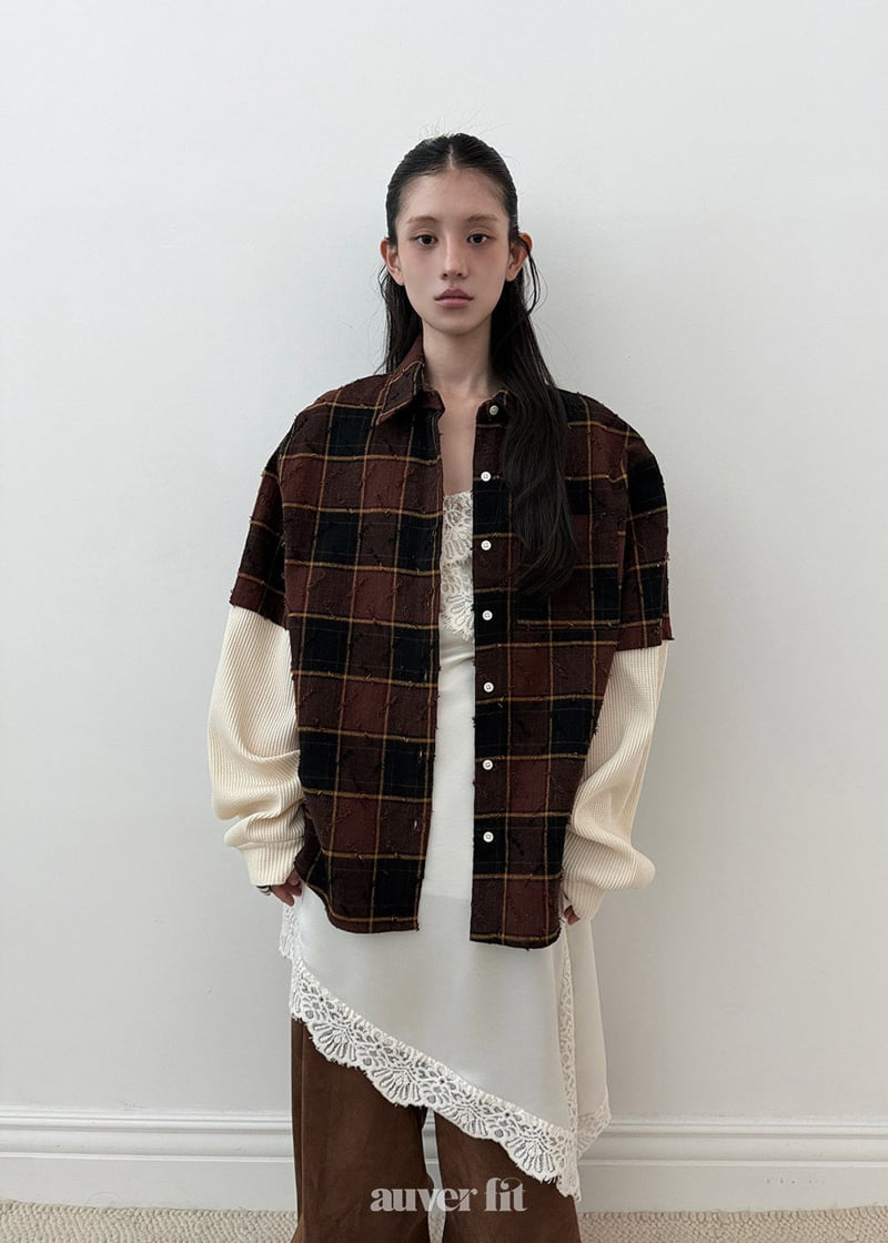 Auver_Fit - Korean Women Fashion - #womensfashion - Check Waffle Shirt - 5