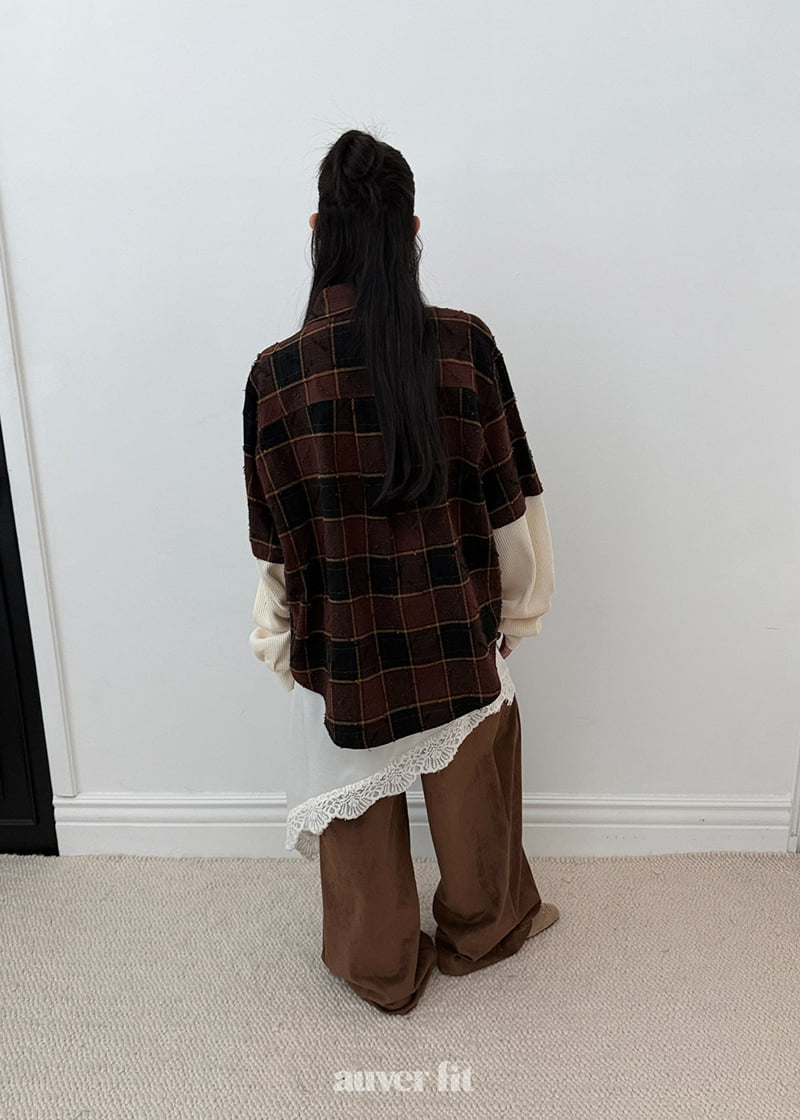 Auver_Fit - Korean Women Fashion - #womensfashion - Check Waffle Shirt - 9