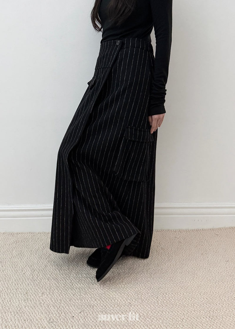 Auver_Fit - Korean Women Fashion - #womensfashion - Wool Strap Long Skirt - 2