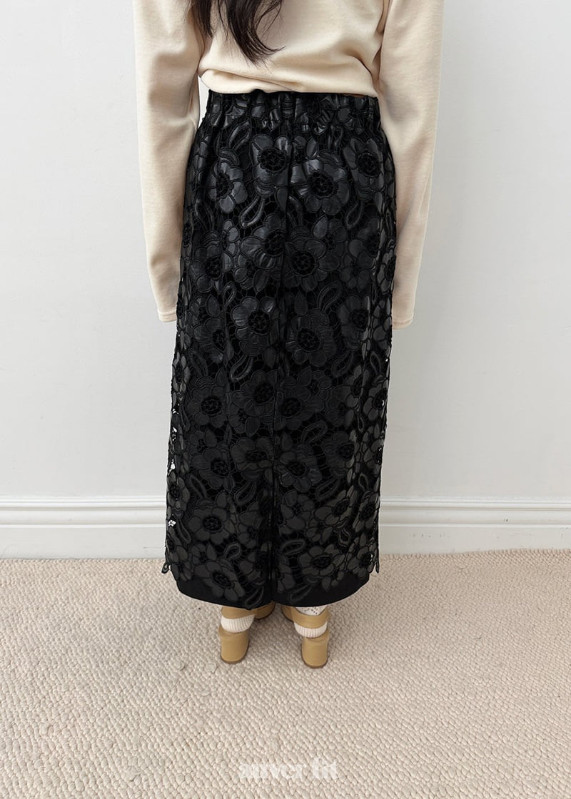 Auver_Fit - Korean Women Fashion - #momslook - Punching Lace Skirt - 4