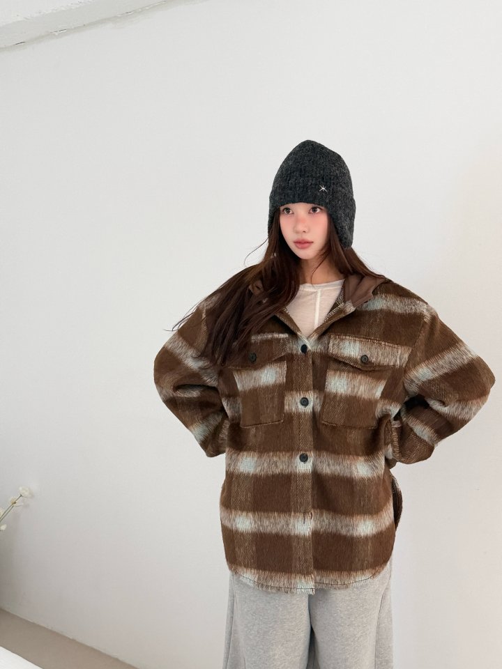 Baguette - Korean Women Fashion - #momslook - Hooded Check Shirt - 9