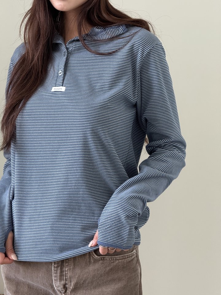 Baguette - Korean Women Fashion - #pursuepretty - High Stripe Hood Tee - 12