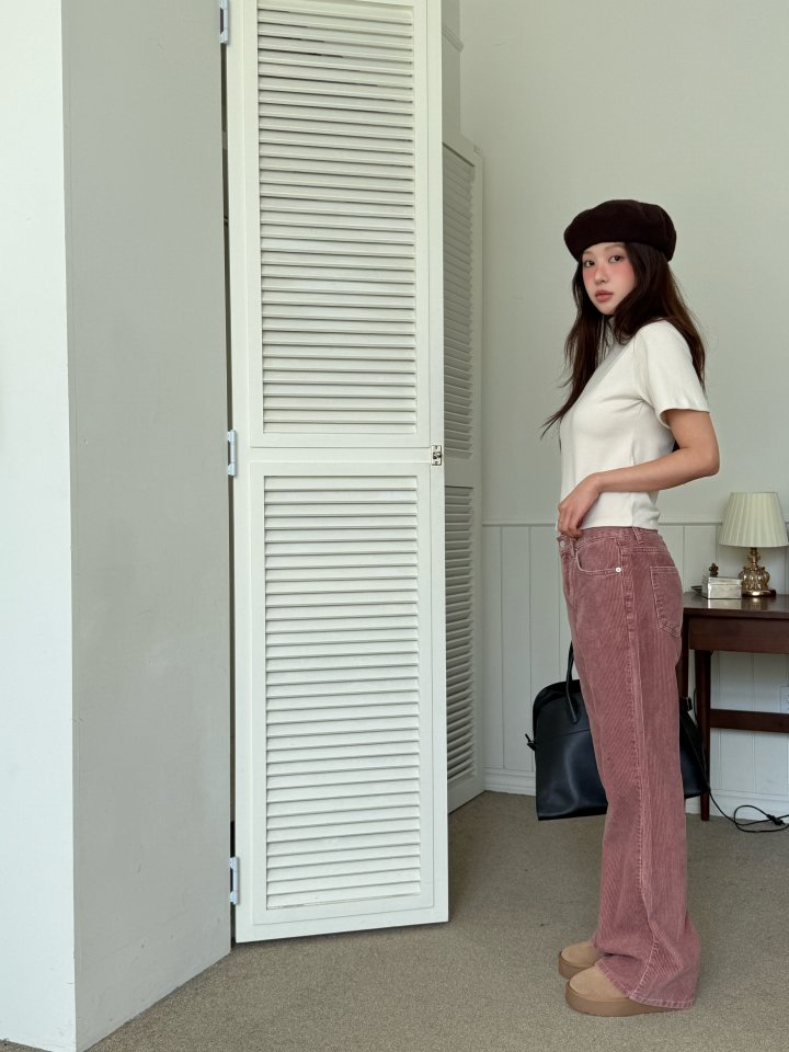 Baguette - Korean Women Fashion - #restrostyle - Corduroy Bijou Bootcut Pants - 2