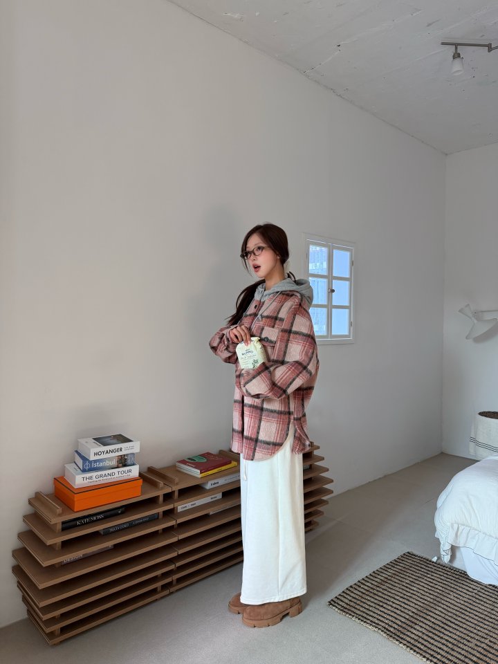 Baguette - Korean Women Fashion - #pursuepretty - Hooded Check Shirt - 4