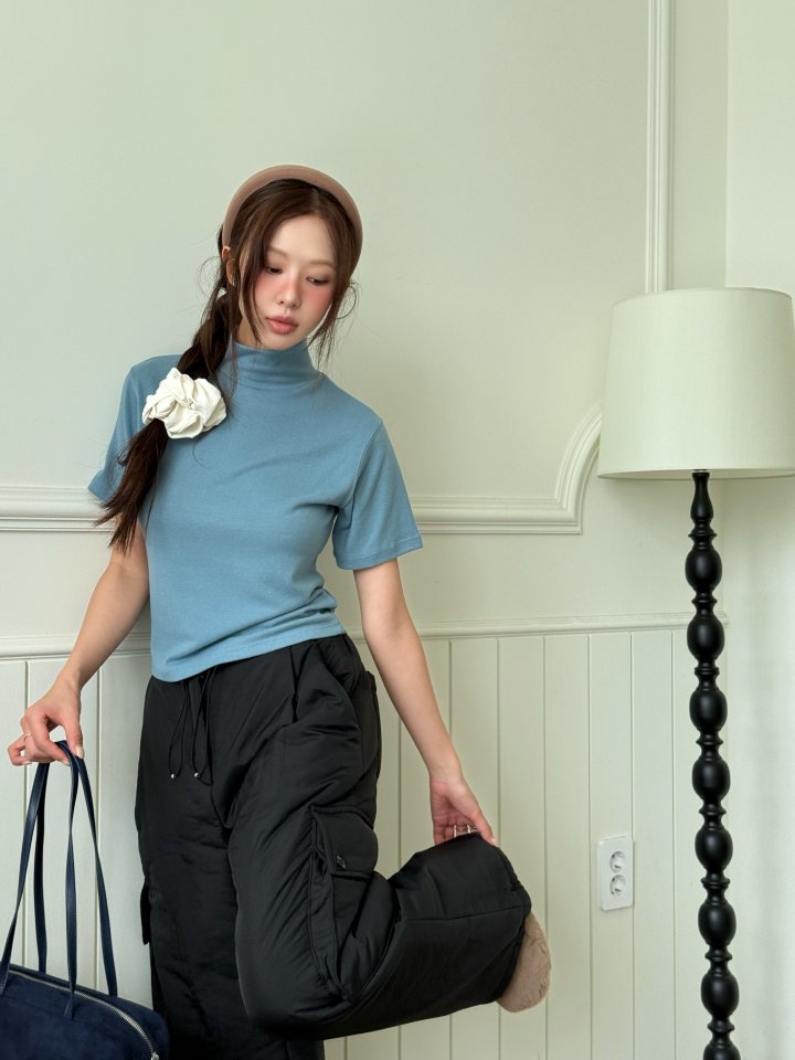 Baguette - Korean Women Fashion - #romanticstyle - Brushed Turtleneck Short Sleeve Tee - 5