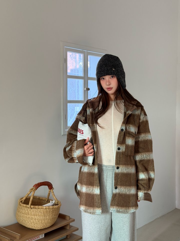Baguette - Korean Women Fashion - #thatsdarling - Hooded Check Shirt - 7