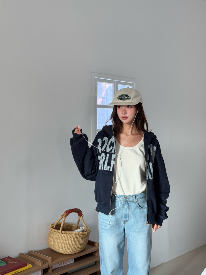 Baguette - Korean Women Fashion - #thelittlethings - High-Neck Hood Zip-Up - 9