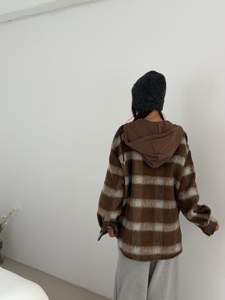 Baguette - Korean Women Fashion - #thelittlethings - Hooded Check Shirt - 8