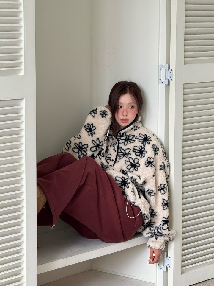Baguette - Korean Women Fashion - #vintageinspired - Bubble Half-Zip Fleece Pullover - 6