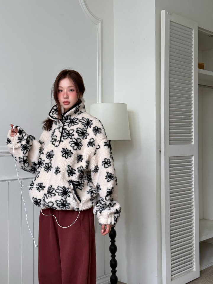 Baguette - Korean Women Fashion - #womensfashion - Bubble Half-Zip Fleece Pullover - 5