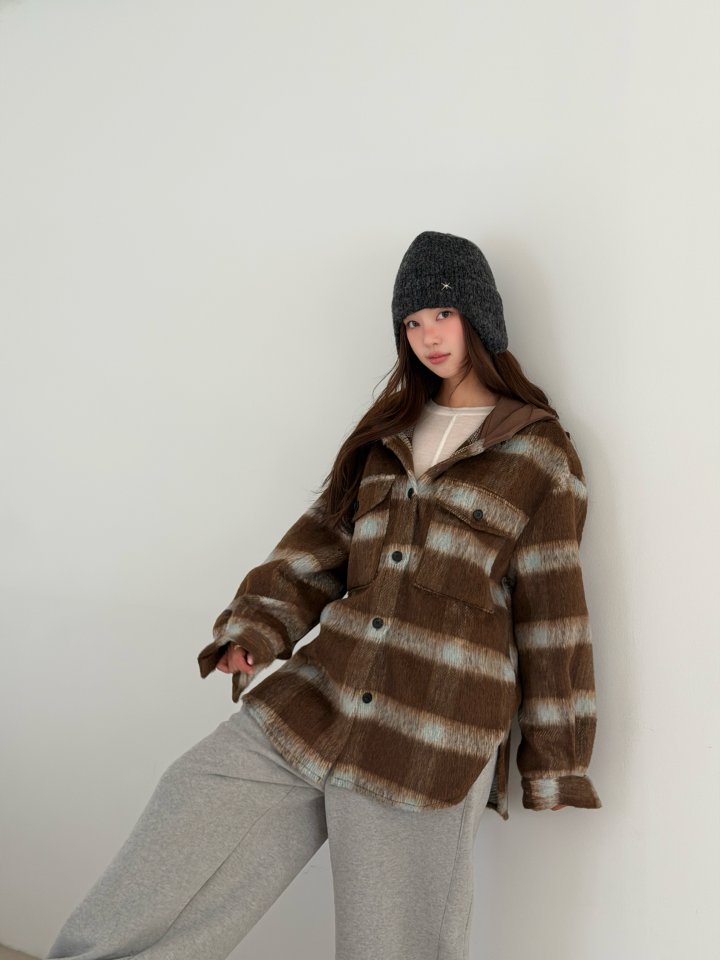 Baguette - Korean Women Fashion - #womensfashion - Hooded Check Shirt - 12