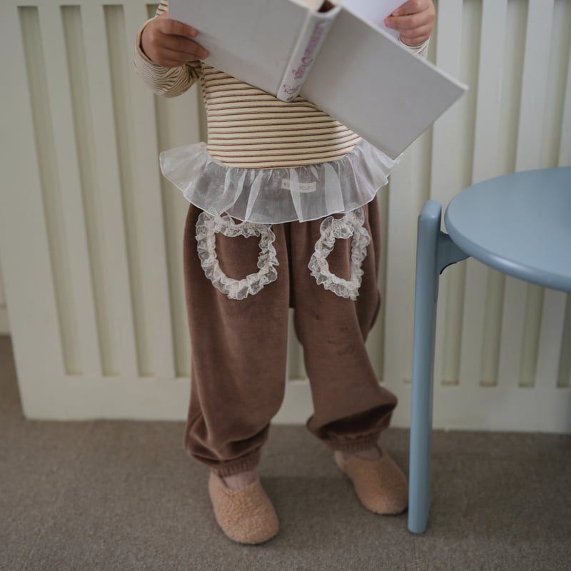 Buttercup - Korean Children Fashion - #stylishchildhood - Heart Velour PK Pants - 4