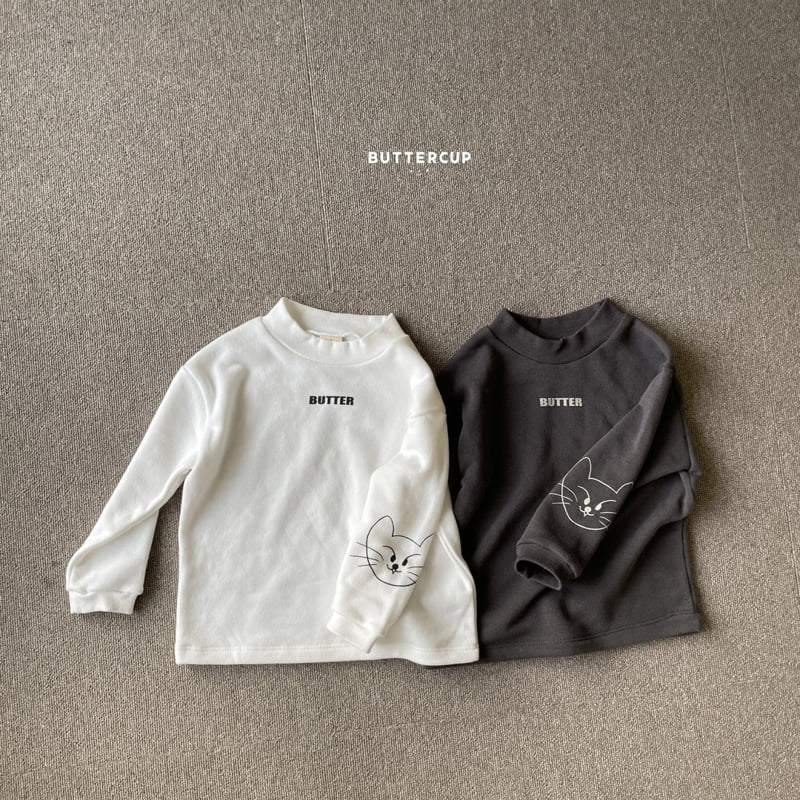 Buttercup - Korean Children Fashion - #designkidswear - Butter Cat Mock Neck Tee