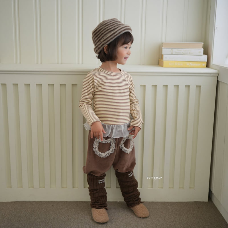 Buttercup - Korean Children Fashion - #designkidswear - Heart Velour PK Pants - 6