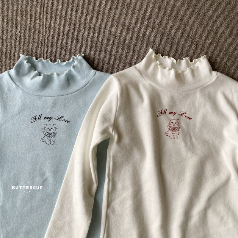 Buttercup - Korean Children Fashion - #kidsshorts - Meow Meow Mock Neck Tee - 3
