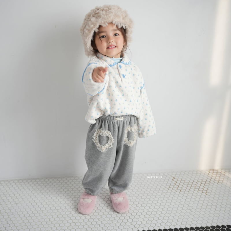 Buttercup - Korean Children Fashion - #kidsstore - Heart Velour PK Pants - 10
