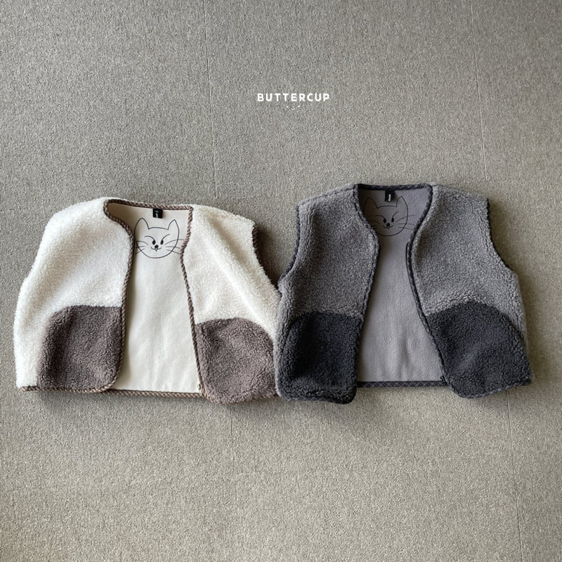 Buttercup - Korean Children Fashion - #minifashionista - Cat Fleece Zip-Up Vest