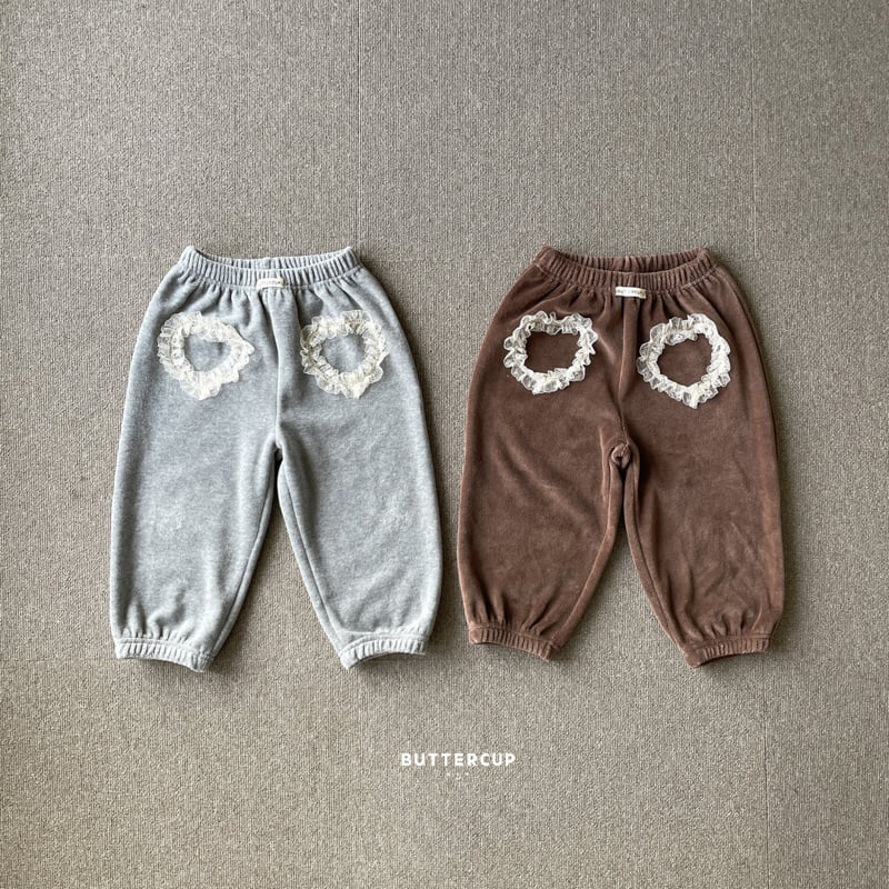 Buttercup - Korean Children Fashion - #todddlerfashion - Heart Velour PK Pants